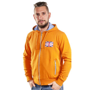 Fishing Passion Felpa color arancio mod. Lusso con Ricamo